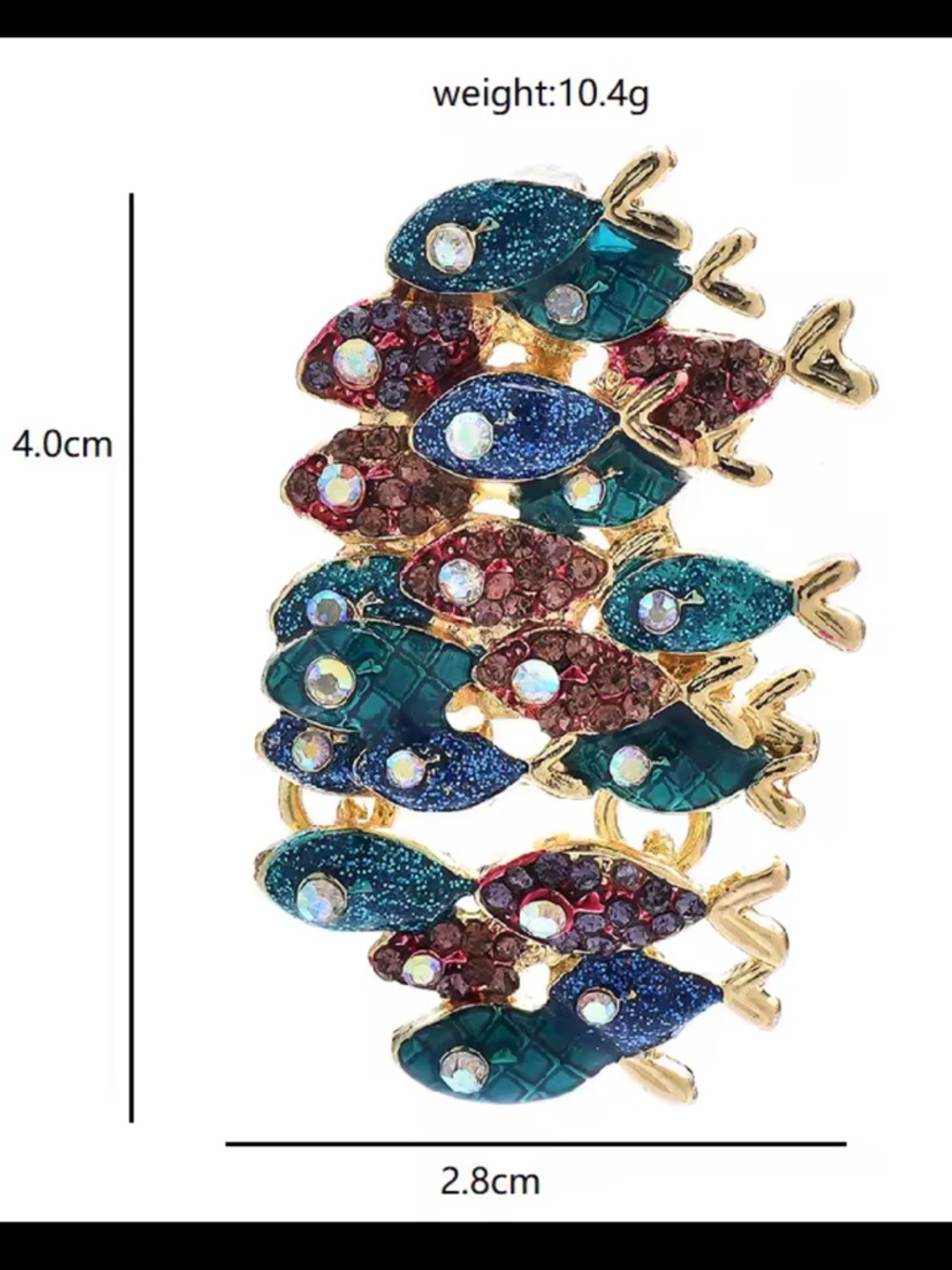 Multicolor Fish Gold Brooch - Picture 4 of 9